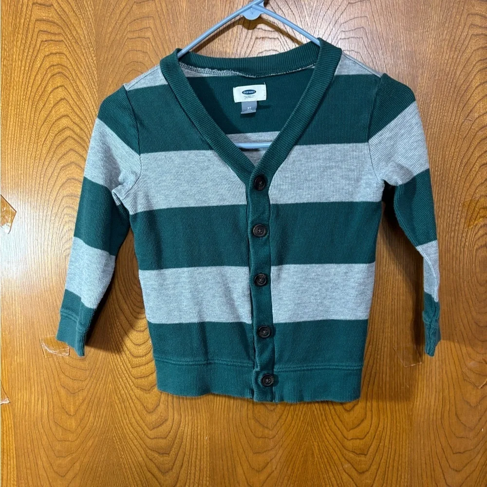 Old Navy Green and Gray Kids Cardigan